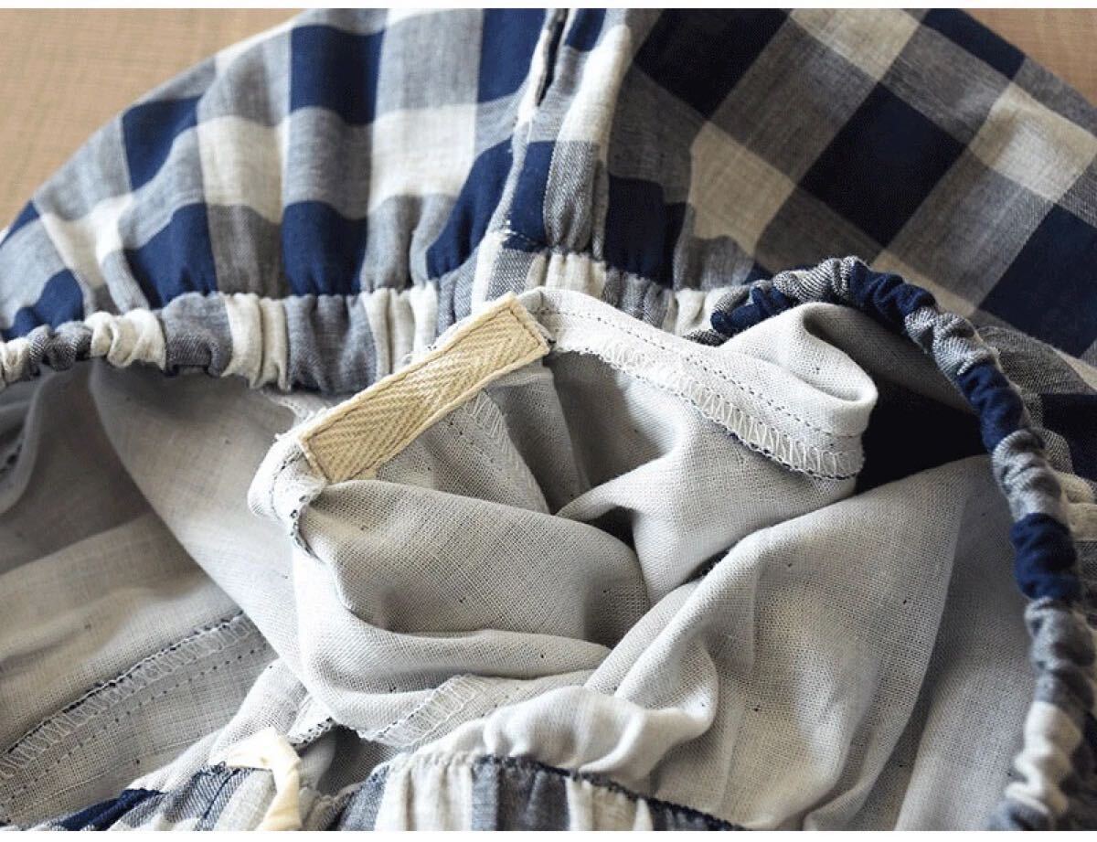 пижама мужской хлопок двойной 2 -слойный марля верх и низ в комплекте в клетку темно-синий салон одежда высококачественный сон хлопок уход входить . часть магазин надеты