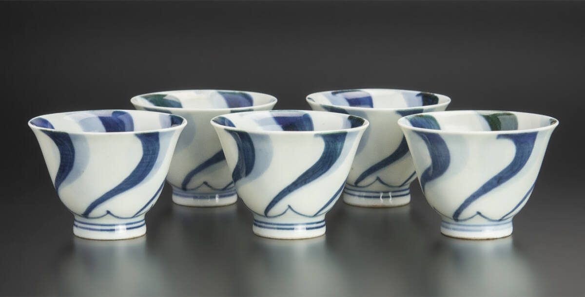 平安　春峰　京焼　染付盃　煎茶器　茶道具　骨董 平安 春峰 京焼 染付盃 煎茶器 茶道具 骨董