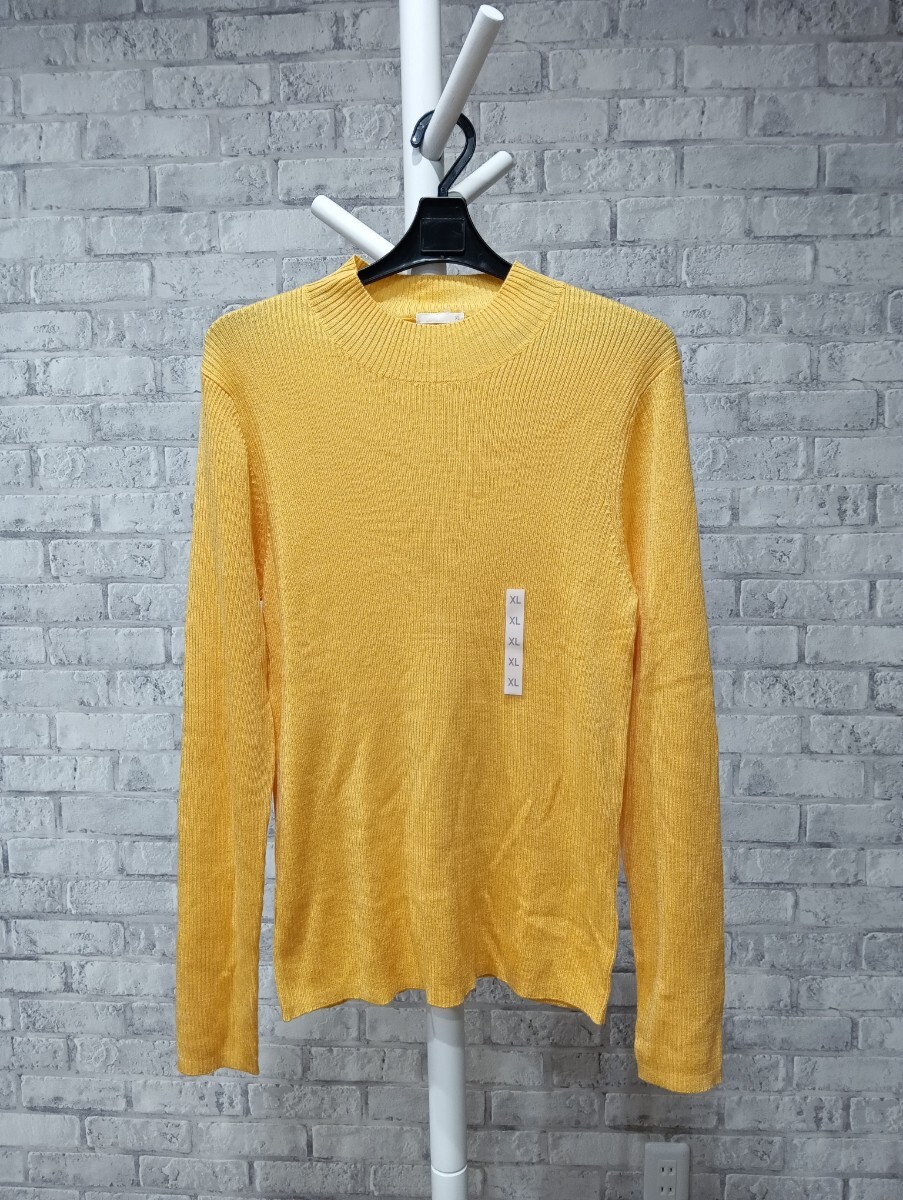 XL 新品　GU ジーユー　春用　ハイネックニット　黄色ぽいオレンジ　　_画像1