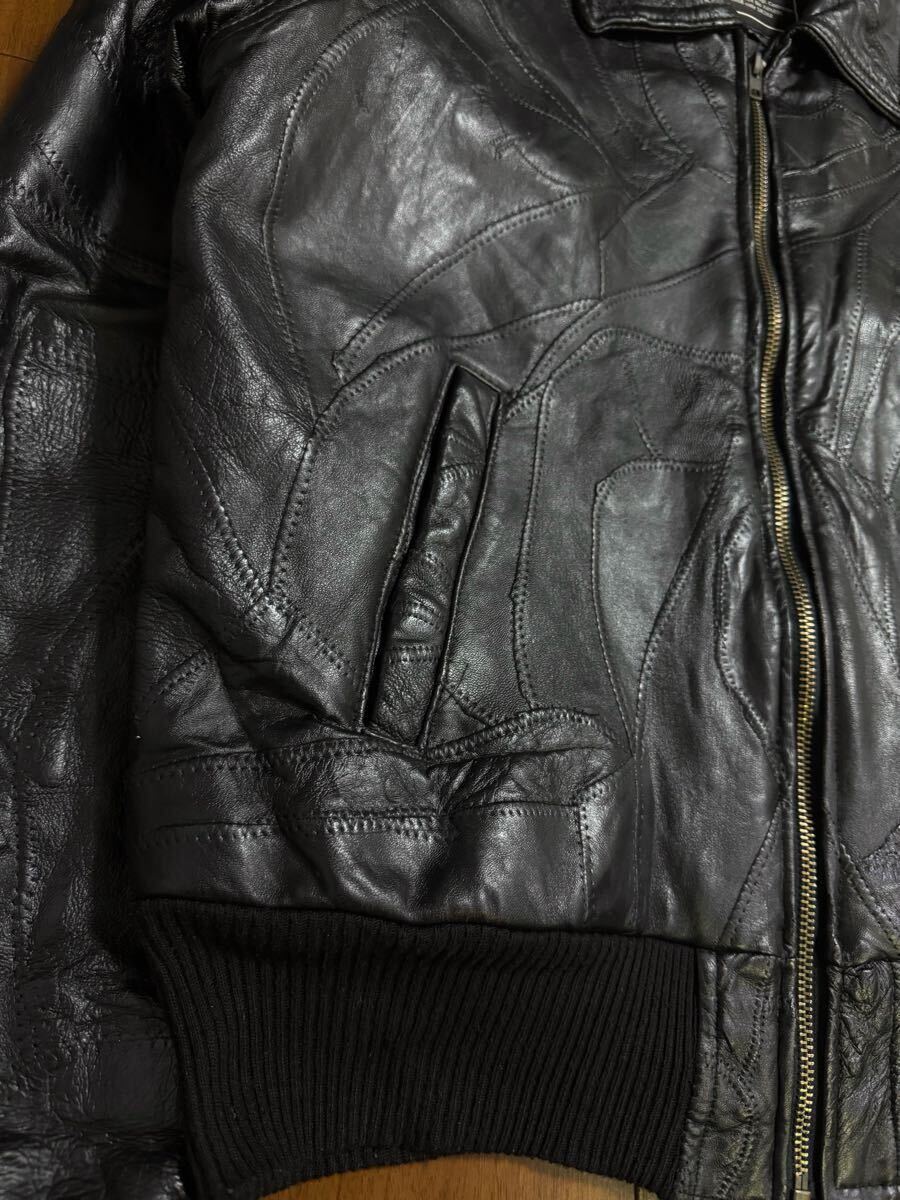 稀少 ALPHA INDUSTRIES レザー パッチワーク フライトジャケット 稀少 ALPHA INDUSTRIES レザー パッチワーク フライトジャケット