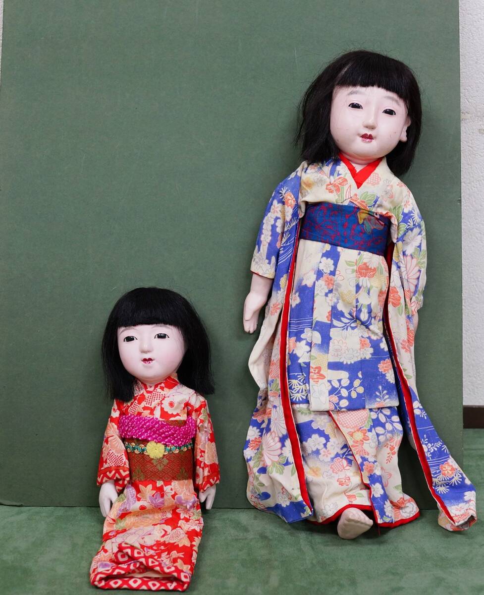市松人形 日本人形 2体 ガラス目 栄仙 着物人形 少女人形 可愛い 市松人形 日本人形 2体 ガラス目 栄仙 着物人形 少女人形 可愛い