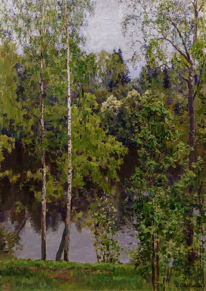 【郊外の家】現代ソビエト絵画　油彩画　50ｘ58　ウスペンスキー　月光荘(株) 郊外の家】現代ソビエト絵画油彩画50x58ウスペンスキー月光荘(株)