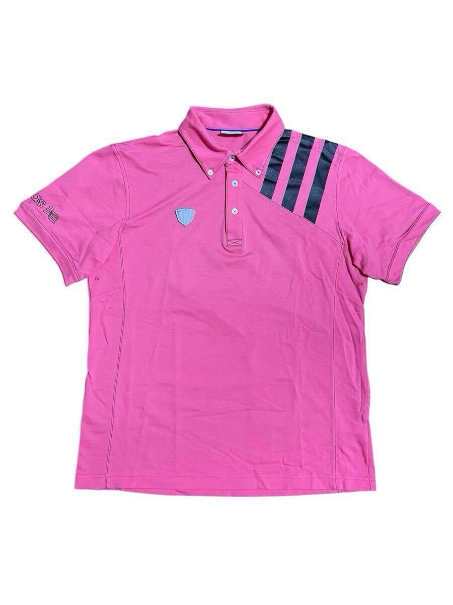 アディダス adidas 半袖 ポロシャツ ボタンダウンシャツ トップス GOLF ゴルフウェア スポーツ コットン70% ポリエステル30% Lサイズ ム904