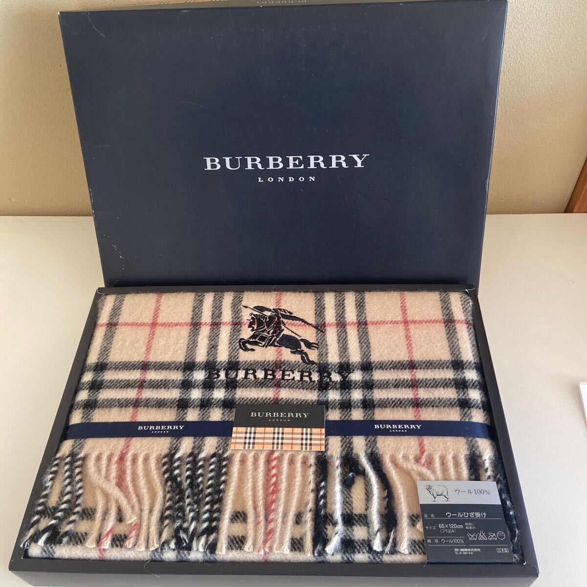 新品！BURBERRY バーバリー ウールひざ掛け 65×120cm