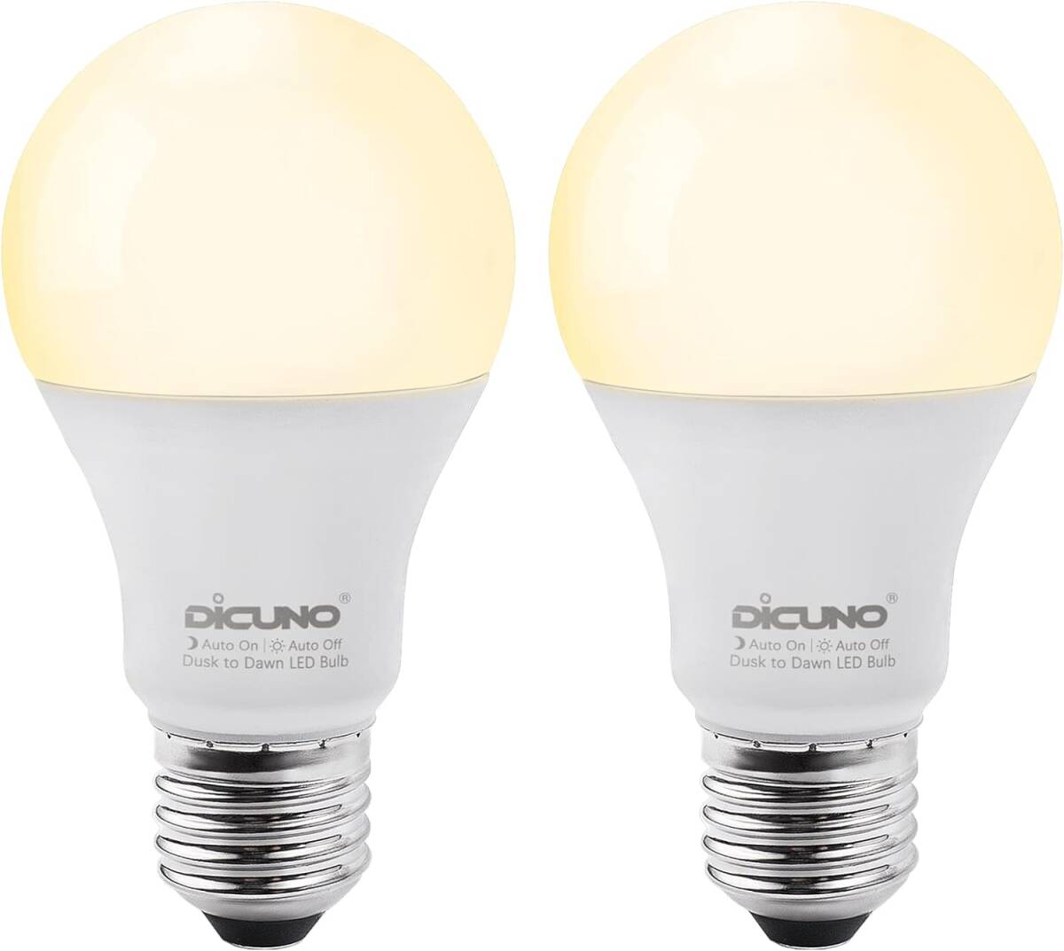 DiCUNO E26口金 LED電球 明るさセンサー 電球色 人感センサーなし 9W 60W相当 800lm 2700k 明暗センサー電球 PSE認証済み 2個入