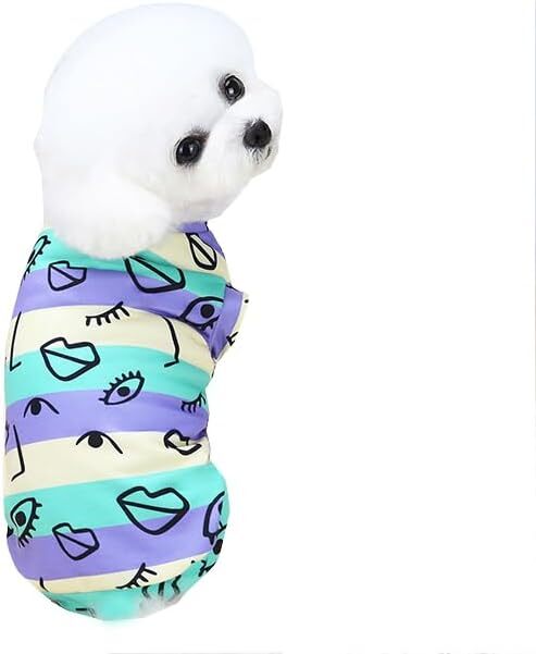 犬の服装 春夏の薄手 ペットの犬服 Tシャツ 小型中型犬用脱毛服 綿素材 皮膚を保護する 普段着 ルームウェア _画像1