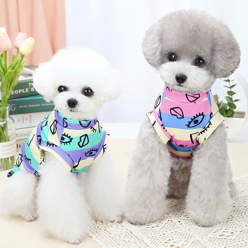 犬の服装 春夏の薄手 ペットの犬服 Tシャツ 小型中型犬用脱毛服 綿素材 皮膚を保護する 普段着 ルームウェア _画像2