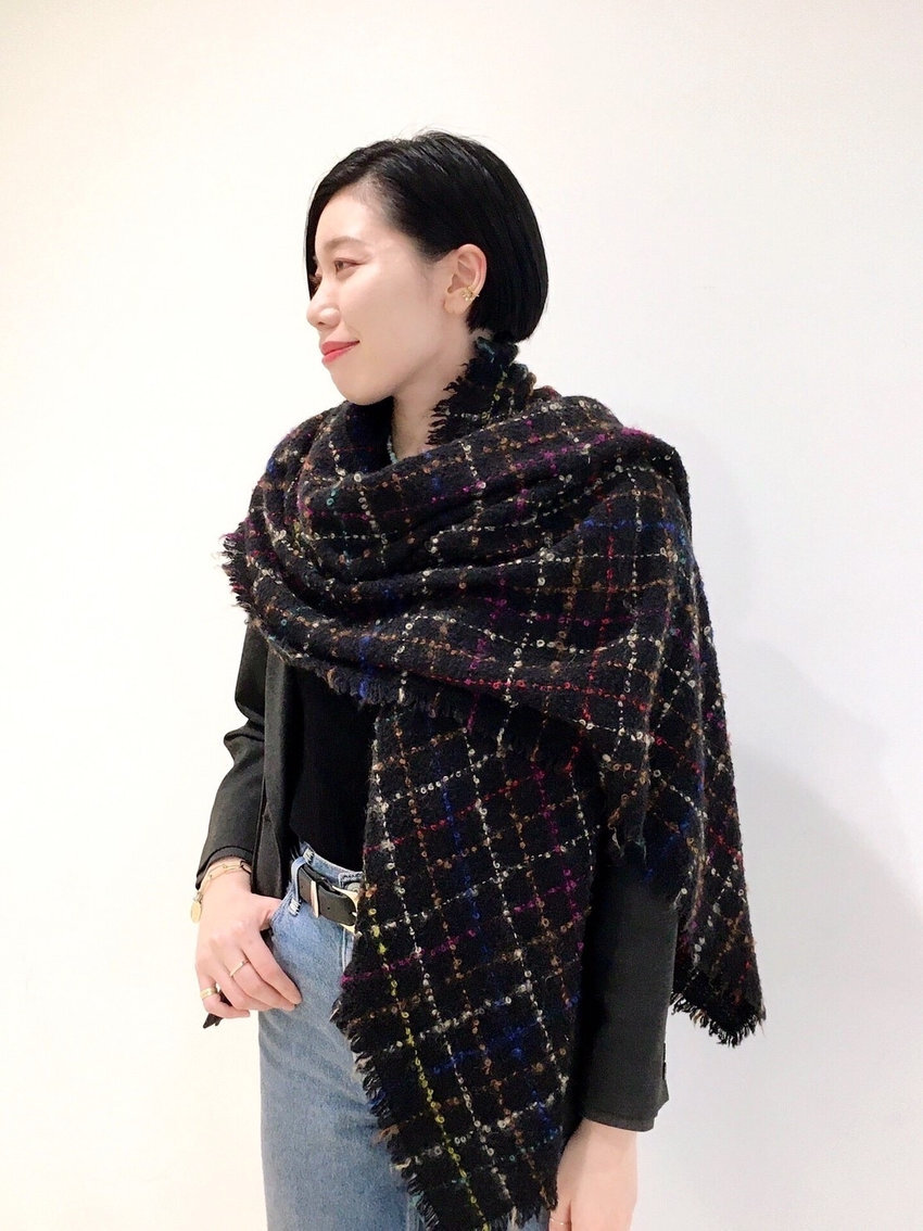 ★エストネーション購入/ファリエロサルティ Faliero Sarti カシミヤウールチェックストール★伊勢丹アッシュペーフランストゥモローランド