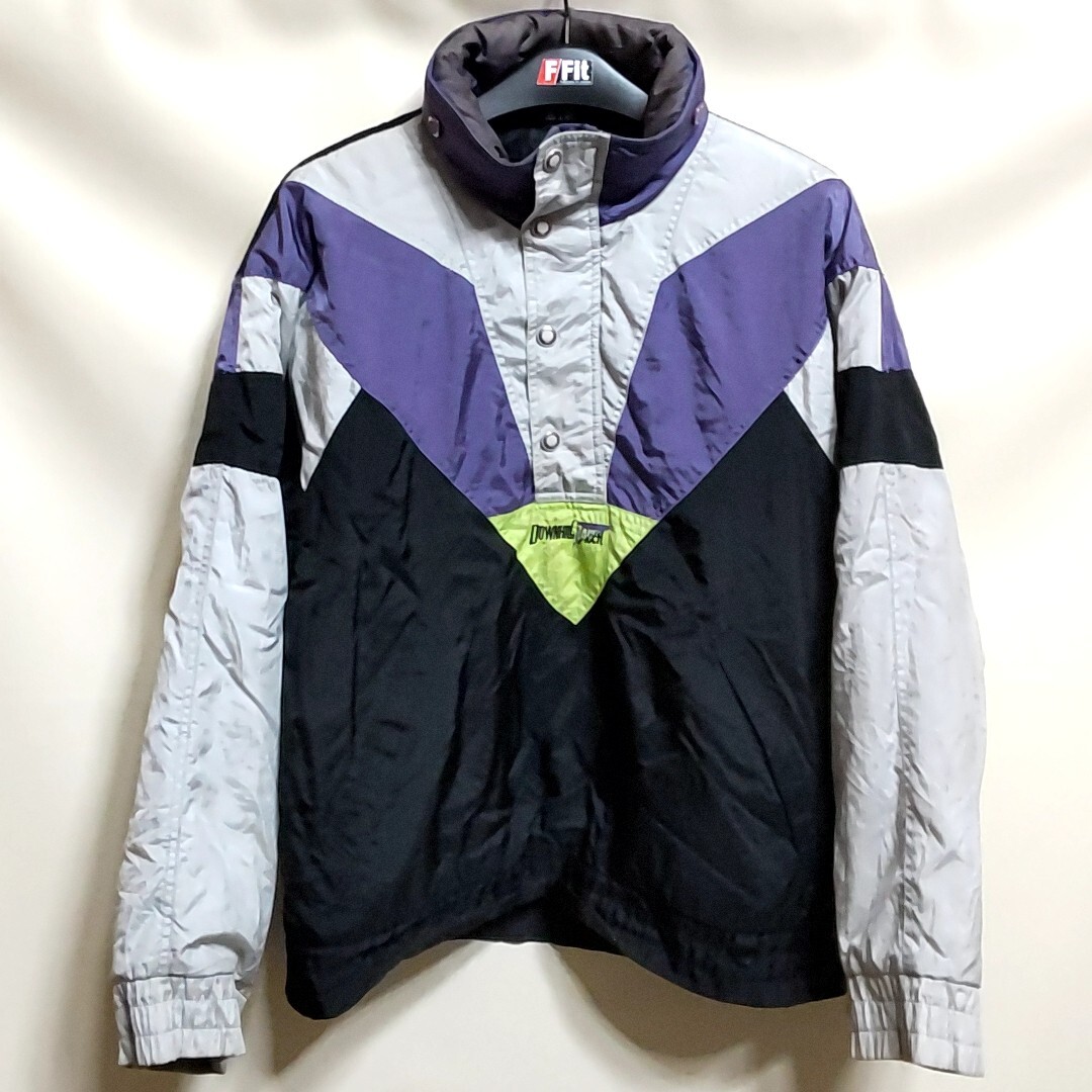 C3 DOWNHILL BACER 黒色 L 中綿 ナイロン ジャケット プルオーバー アウター ビンテージ スポーツ アメリカ USA 古着 メンズ 90s
