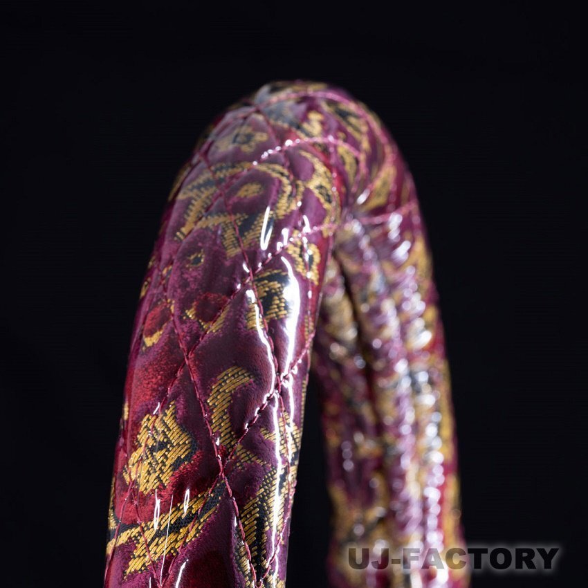 ★MIYABI/ベルサイユ?極太ハンドルカバー（ビニール付）ワイン/MLサイズ（39cm～40cm）シングルキルト★車內(nèi)をドレスアップ！