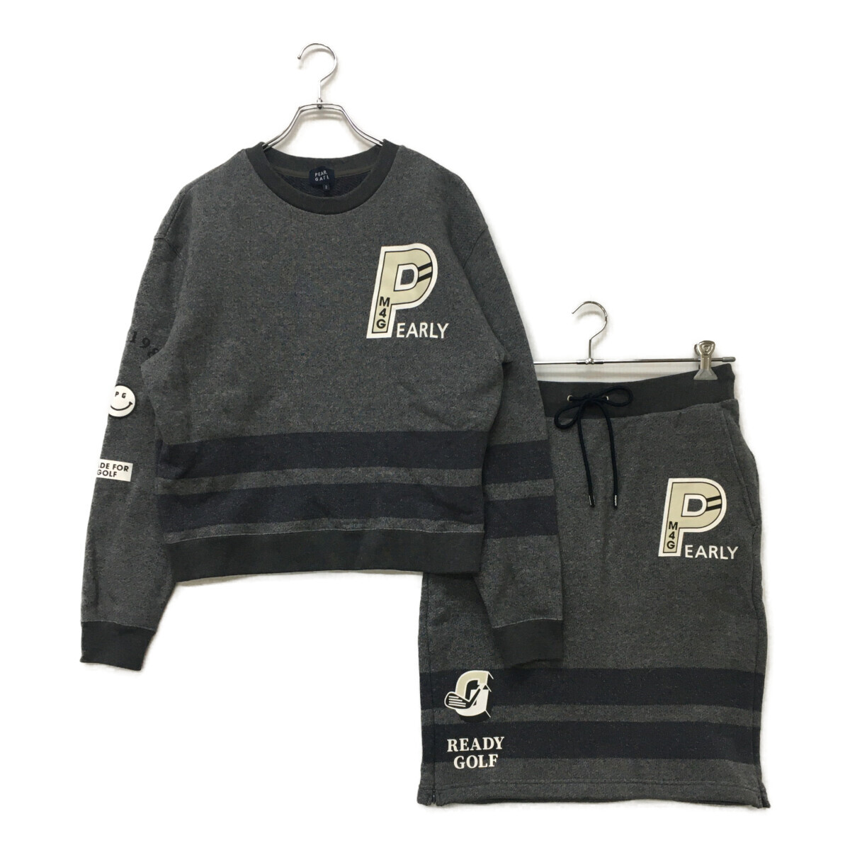 coco 中古 パーリーゲイツ PEARLY GATES レディース セットアップ 2(L) グレー 2023年モデル 裏毛 スウェット×スカート K010602