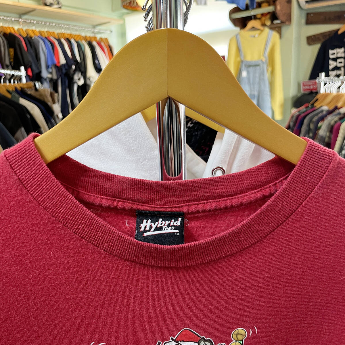 USA 古着 Tシャツ クリスマス アニマルプリント レッド 赤 クルーネック BA1958_画像3