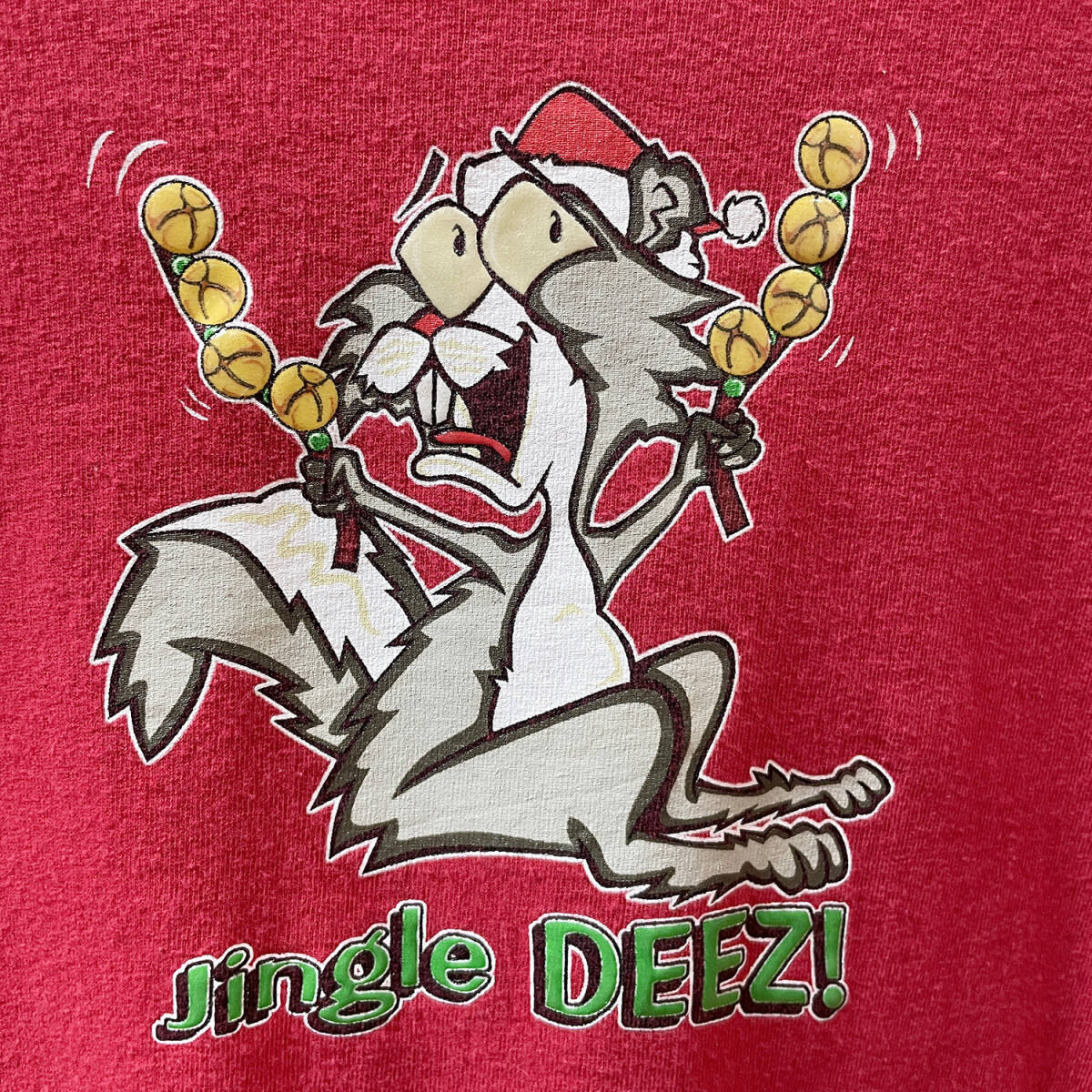 USA 古着 Tシャツ クリスマス アニマルプリント レッド 赤 クルーネック BA1958_画像5