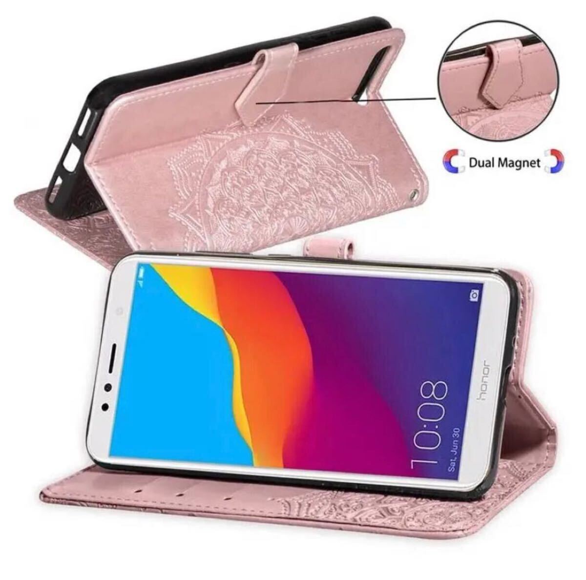 エンボス加工スマホケース 手帳型 iPhone13/14 パープル