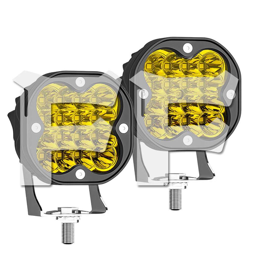 新発売!! LED ワークライト 48W 3インチ 作業灯 3000K イエロー 4800LM 12V/24V ジープ SUV トラック ボート 建設機械 工事現場 2個_画像1
