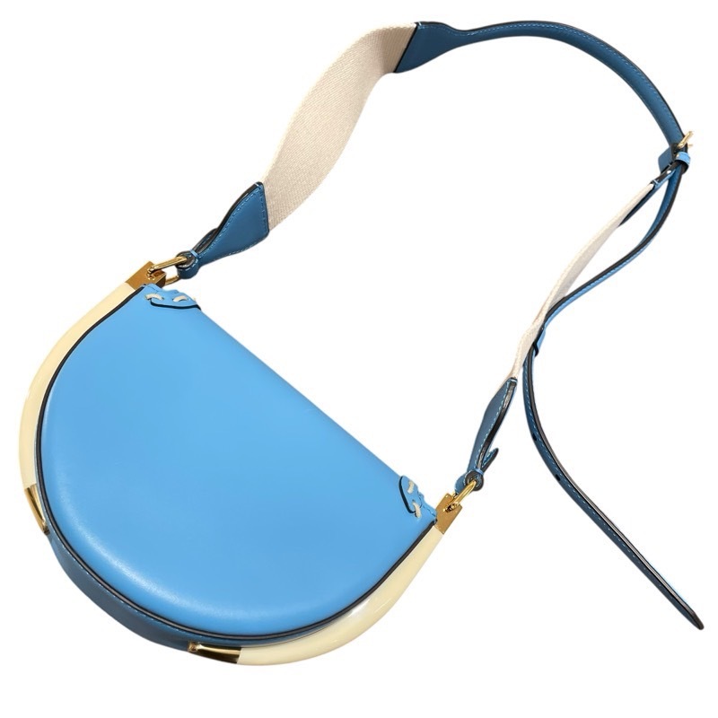 フェンディ FENDI ムーンライトショルダーバッグ 8BT346 ブルー GD金具 レザー ショルダーバッグ レディース 中古_画像2