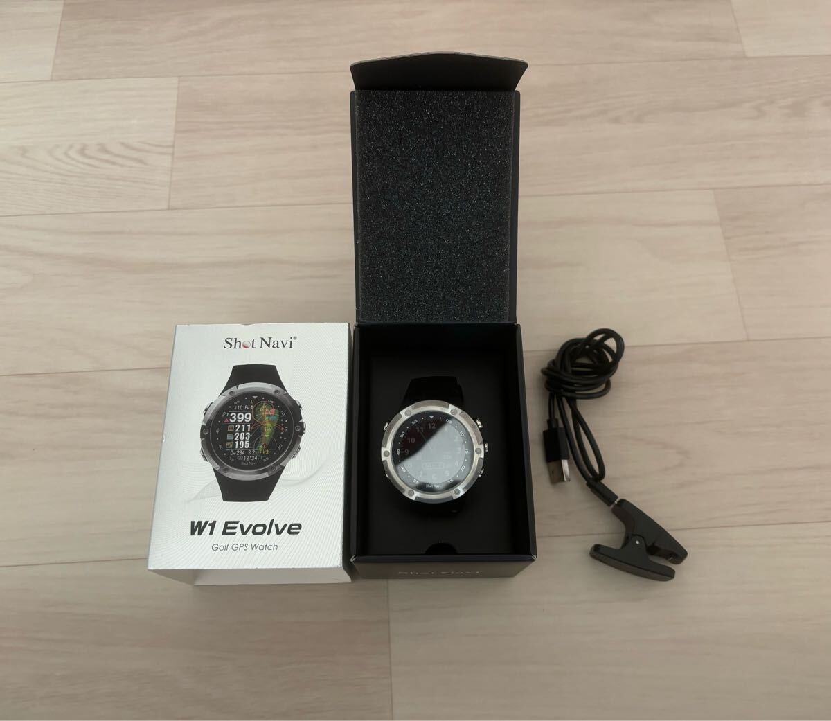 1円スタート ショットナビ ShotNavi ゴルフナビ ブラック W1 Evolve 距離計 腕時計タイプ カラー液晶 軽量 美品 スマートウォッチ