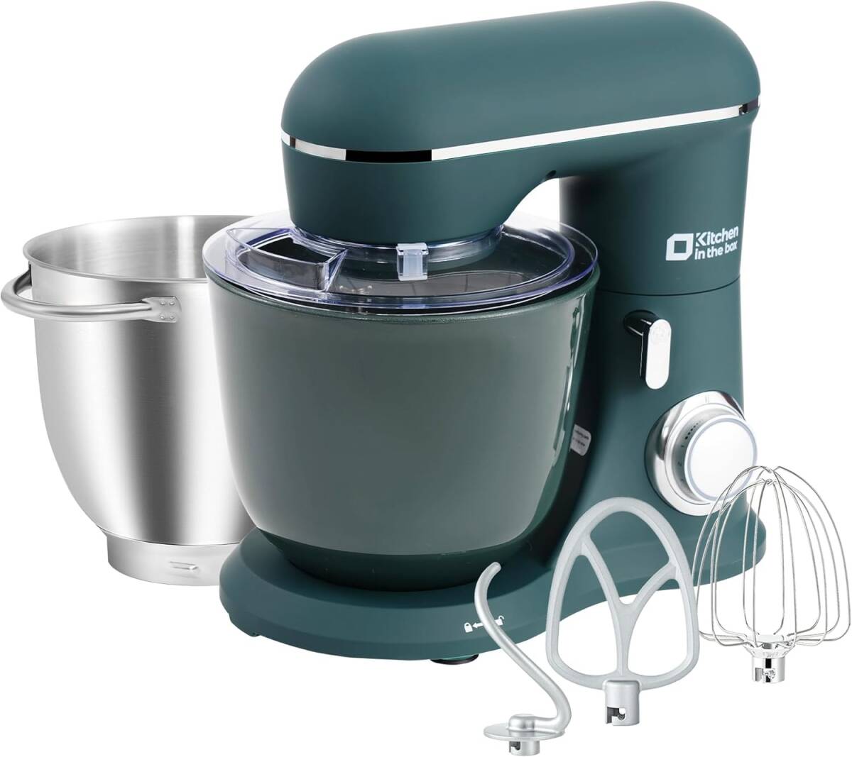 Kitchen in the box スタンドミキサー 4.5L+5Lダブルボウル 大容量 卓上ミキサー 10段階スピード調節 3種類アタッチメント付き 家庭用