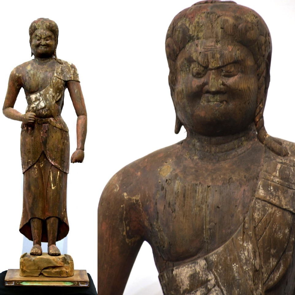 582 廃寺より 古い木造 不動明王立像 高さ107cm○ 仏像 仏教 582 廃寺より 古い木造 不動明王立像 高さ107cm○ 仏像 仏教