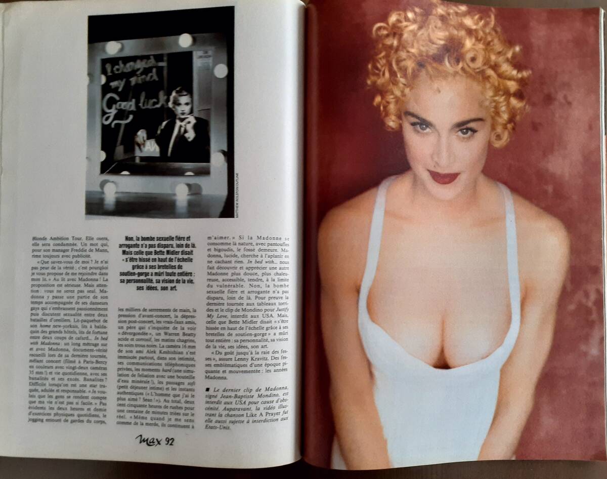 マドンナ　MADONNA　表紙?zhí)丶j志　Max!　 (1991年 )　フランス雑志?。骸rotica / Steven Meisel　