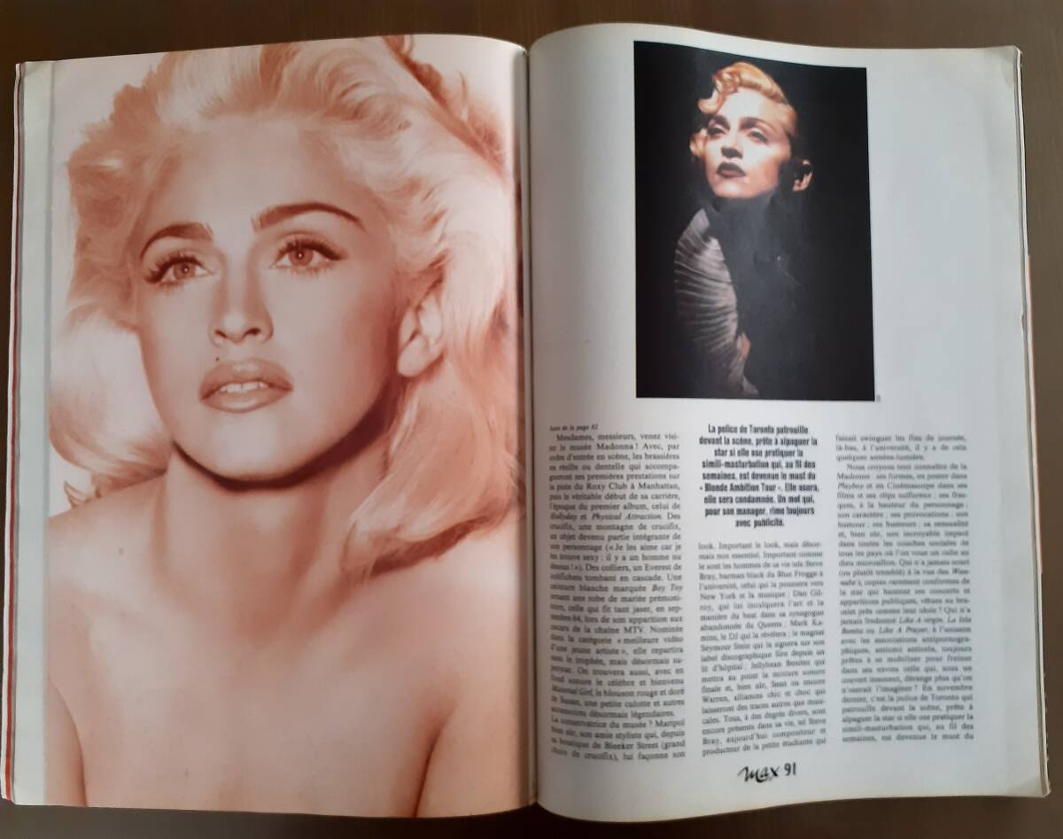 マドンナ　MADONNA　表紙?zhí)丶j志　Max!　 (1991年 )　フランス雑志　：　Erotica / Steven Meisel　