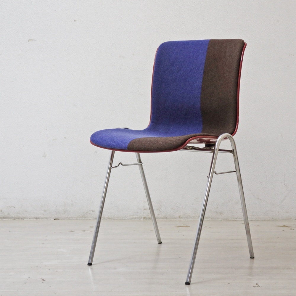● コトブキ KOTOBUKI 柳宗理 FRP サイドチェア レッドシェル ブルー×ダークブラウン スタッキングベース ビンテージ Highタイプ