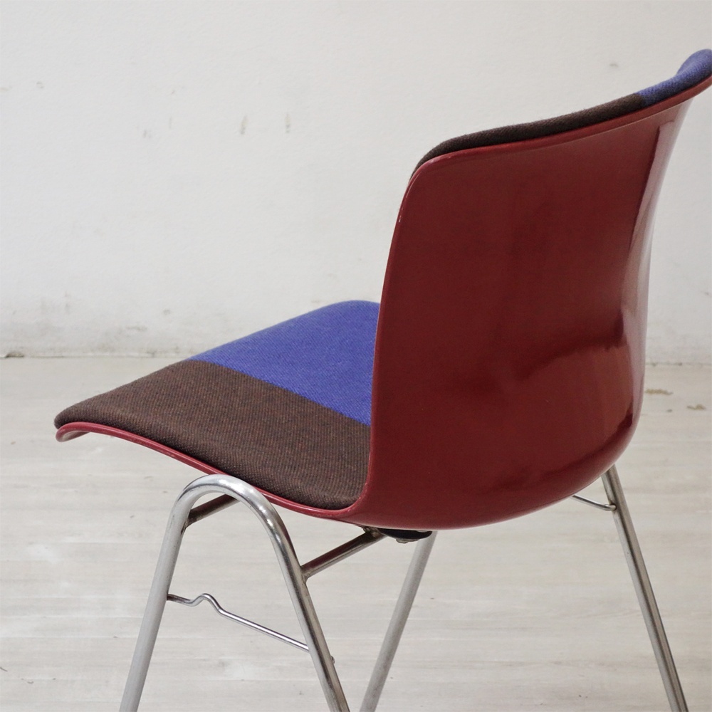 ● コトブキ KOTOBUKI 柳宗理 FRP サイドチェア レッドシェル ブルー×ダークブラウン スタッキングベース ビンテージ Highタイプ