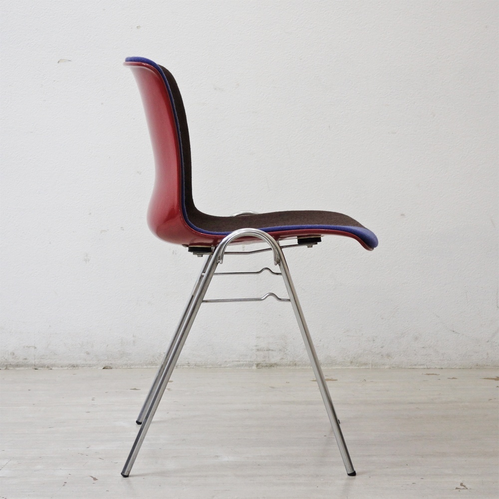 ● コトブキ KOTOBUKI 柳宗理 FRP サイドチェア レッドシェル ブルー×ダークブラウン スタッキングベース ビンテージ Highタイプ