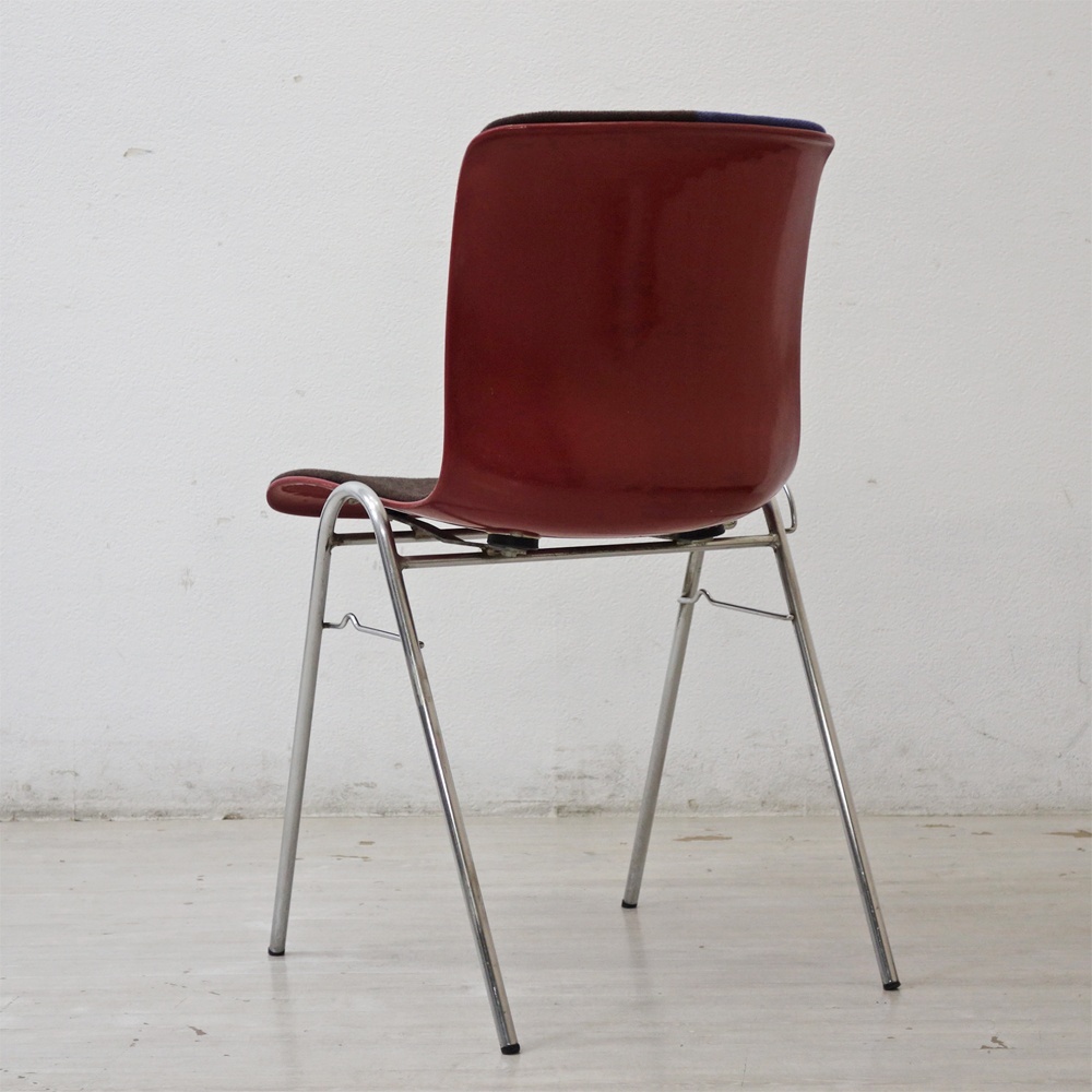 ● コトブキ KOTOBUKI 柳宗理 FRP サイドチェア レッドシェル ブルー×ダークブラウン スタッキングベース ビンテージ Highタイプ