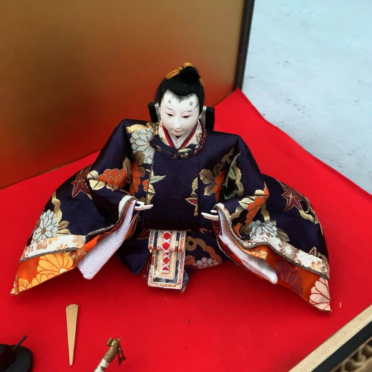 中古 昭和46年 ひな人形 雛人形 ガラスケースサイズ65x48x36cm 骨董 アンティーク ヴィンテージ 御雛雪洞