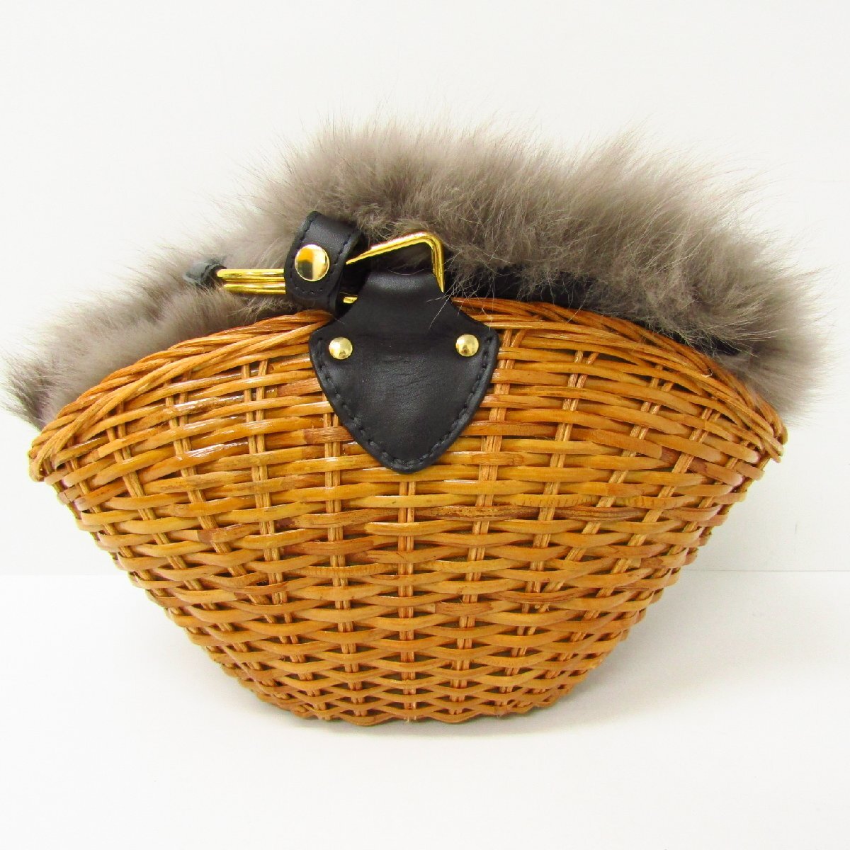 VIOLAd'ORO ヴィオラドーロ ファー付き かごバッグ ∩BG4310_画像2