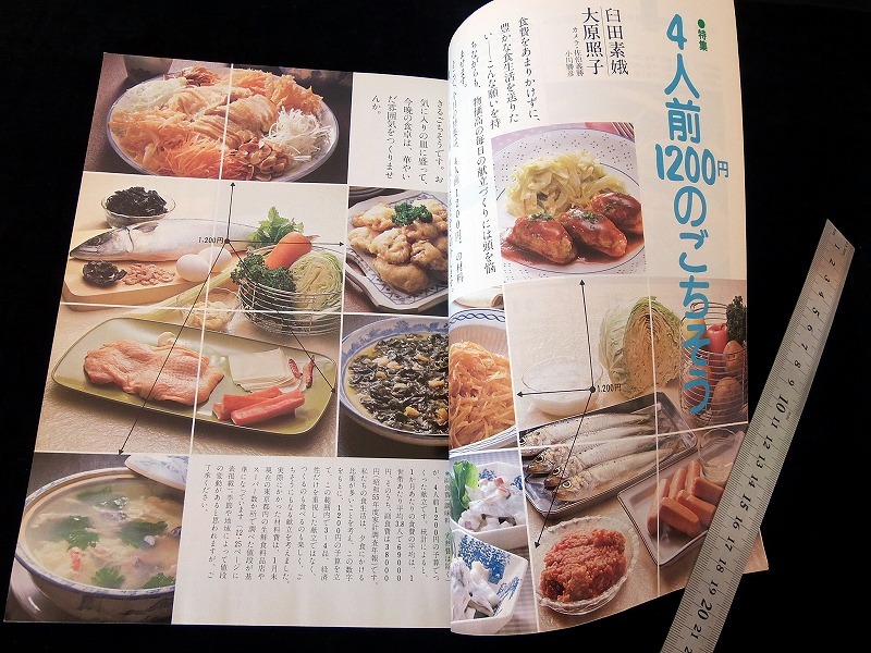 NHKきょうの料理＜4人前1200円のごちそう＞ S.58.4 ■B5/厚7㎜/330g ★1ページずつめくって確認,上端下端全体に湿気痕 ■送料￥250～_画像5