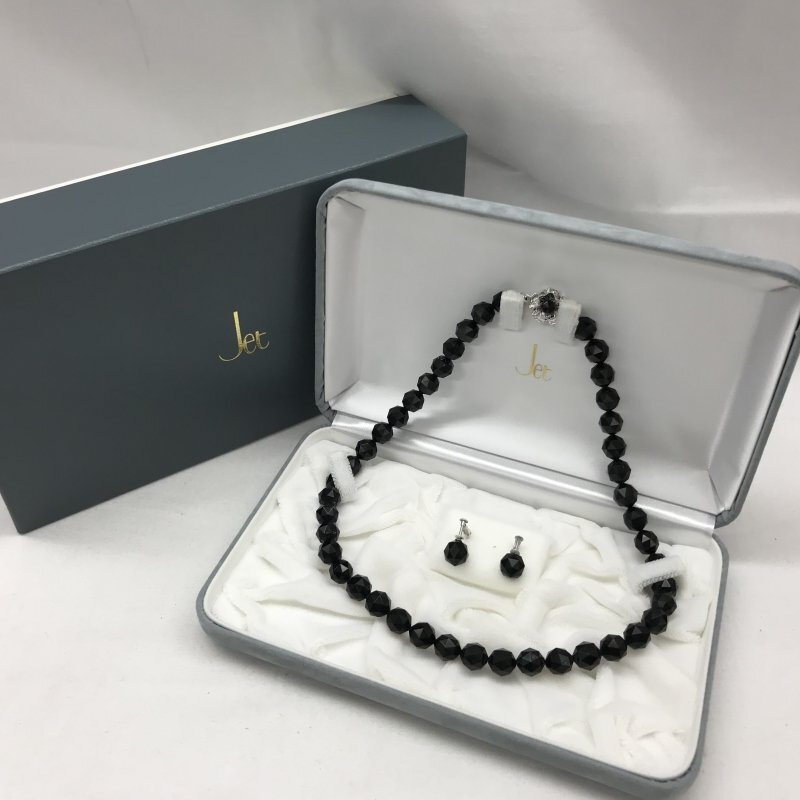 天然ジェット Jet K14WG仕様 ネックレス イヤリング 黒 天然ジェット Jet K14WG仕様 ネックレス イヤリング 黒
