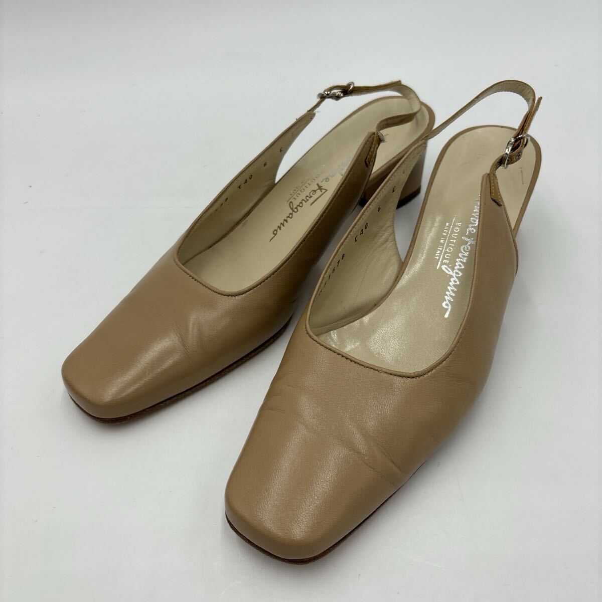 ＊ 箱付き 伊制 '高級婦人靴' Salvatore Ferragamo サルヴァトーレフェラガモ 本革 バックストラップ ヒール / パンプス 6C 23cm サンダル