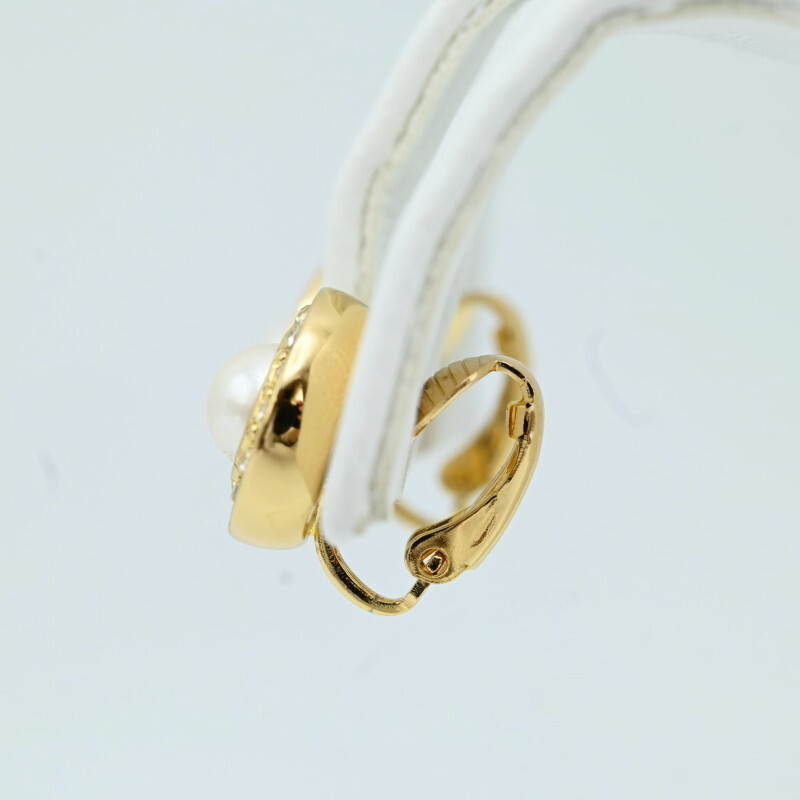 K02-k070 прекрасный товар Christian Dior Christian Dior поддельный жемчуг / стразы GP серьги Gold 