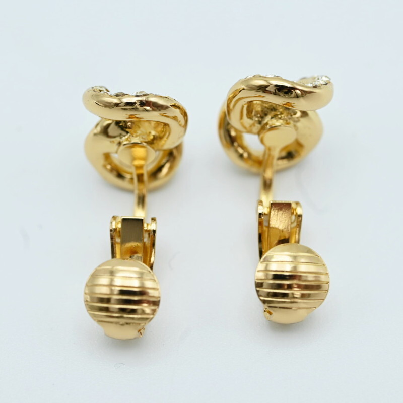 !_K02-k071 прекрасный товар Christian Dior Christian Dior дизайн стразы GP серьги Gold 