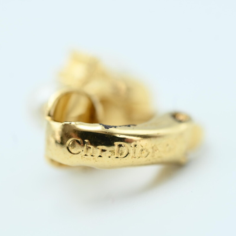 K02-k099 Christian Dior Christian Dior поддельный жемчуг / стразы GP серьги Gold 