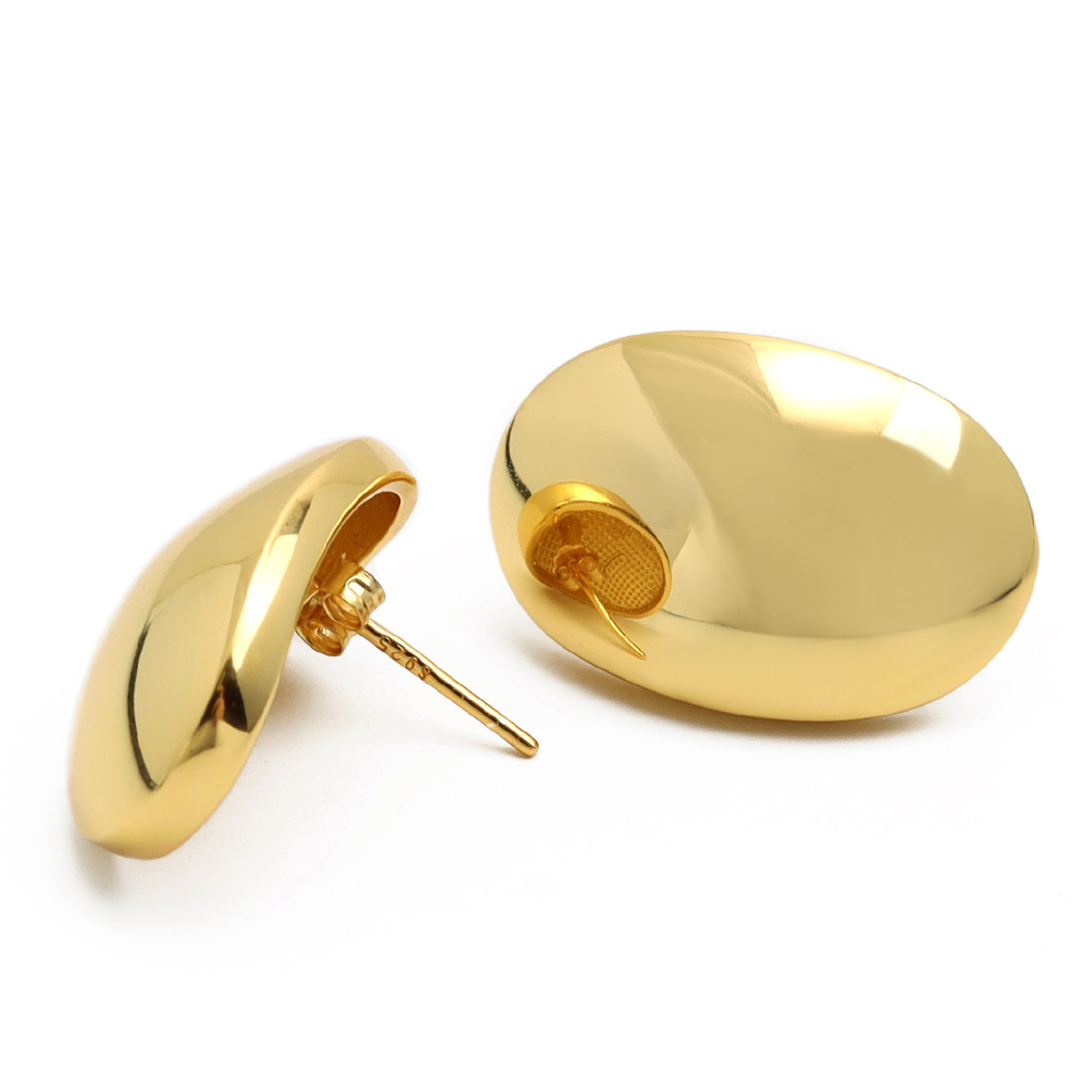 (ゴールド) シルバー925ピアス 楕円 シンプル 18K GP ゴールド 両耳用 2點(diǎn)セット 金色 イヤリング スタッドピアス