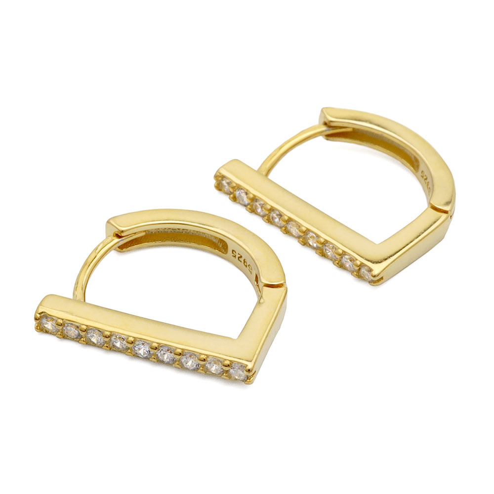 (ゴールド) ピアス 金屬アレルギー対応 CZ シルバー925 18KGP フープピアス ゴールド シルバー 両耳用 2點セット