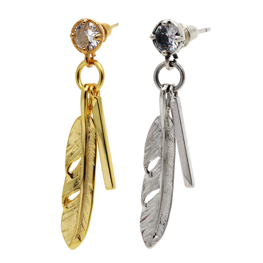 ( серебряный ) серебряный 925 перо серьги палочка серьги Drop серьги Gold 18K GP одна сторона уголок для 1 пункт 