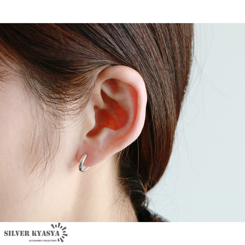 (シルバー) 両耳2點セット シルバー925 フープピアス シンプルフープピアス 小ぶり 18K ゴールド gold 女性 18G