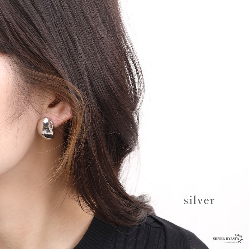 (ゴールド) シルバー925ピアス 楕円 シンプル 18K GP ゴールド 両耳用 2點(diǎn)セット 金色 イヤリング スタッドピアス