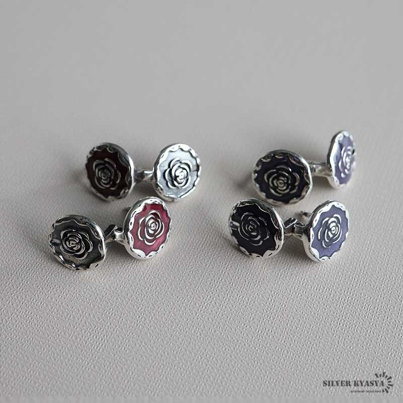 (レッド) シーリングスタンプ風(fēng)ピアス バラピアス シルバー925 スタッドピアス 両耳 2點(diǎn) レッド 金屬アレルギーフリー