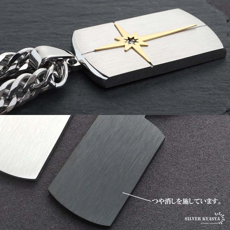 (ブラック、60cm) ドッグタグネックレス ステンレス つや消し ダブル喜平チェーン ブラック シルバー 金屬アレルギー対応