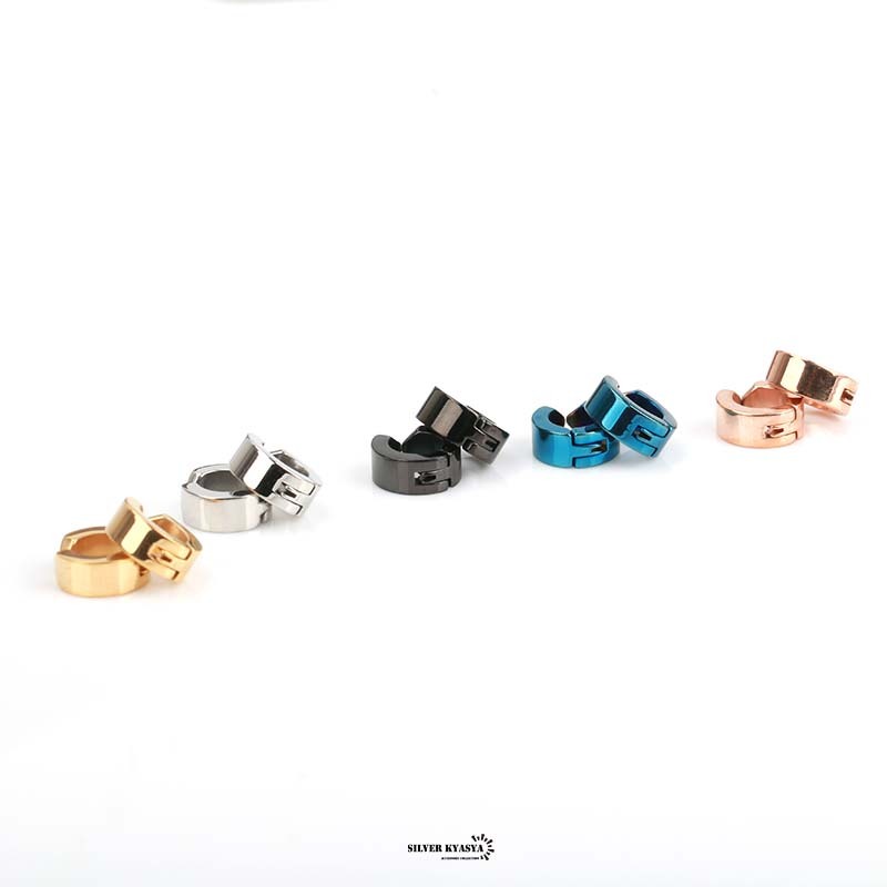 (シルバー、內(nèi)徑5mm) 両耳 穴不要 ステンレス フェイクピアス リング フープピアス ノンホール