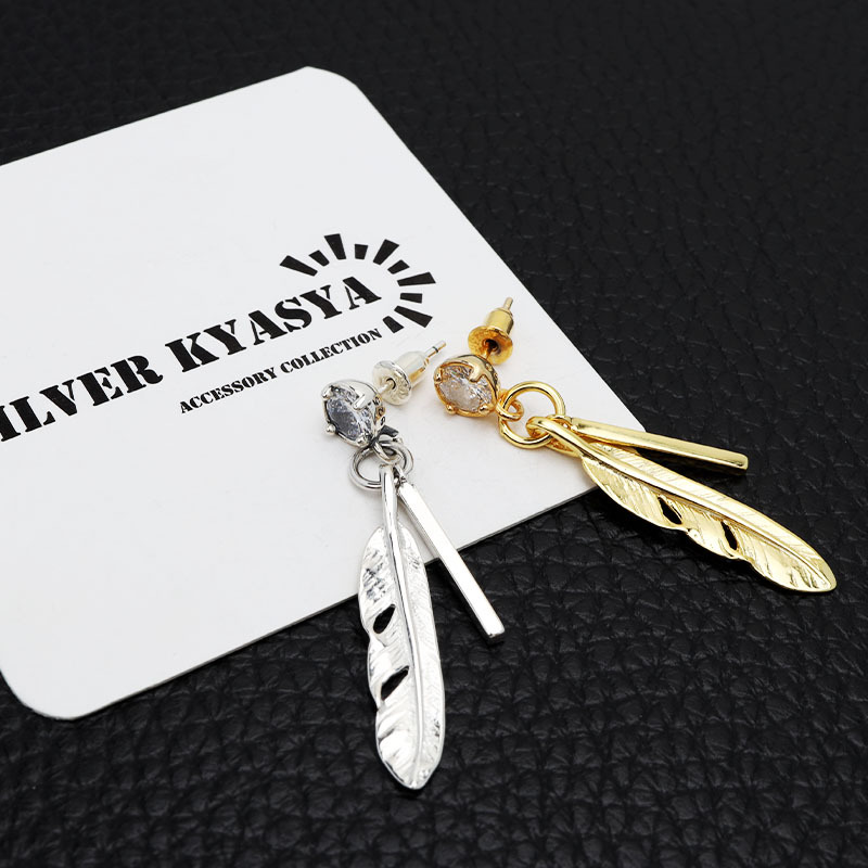 ( серебряный ) серебряный 925 перо серьги палочка серьги Drop серьги Gold 18K GP одна сторона уголок для 1 пункт 