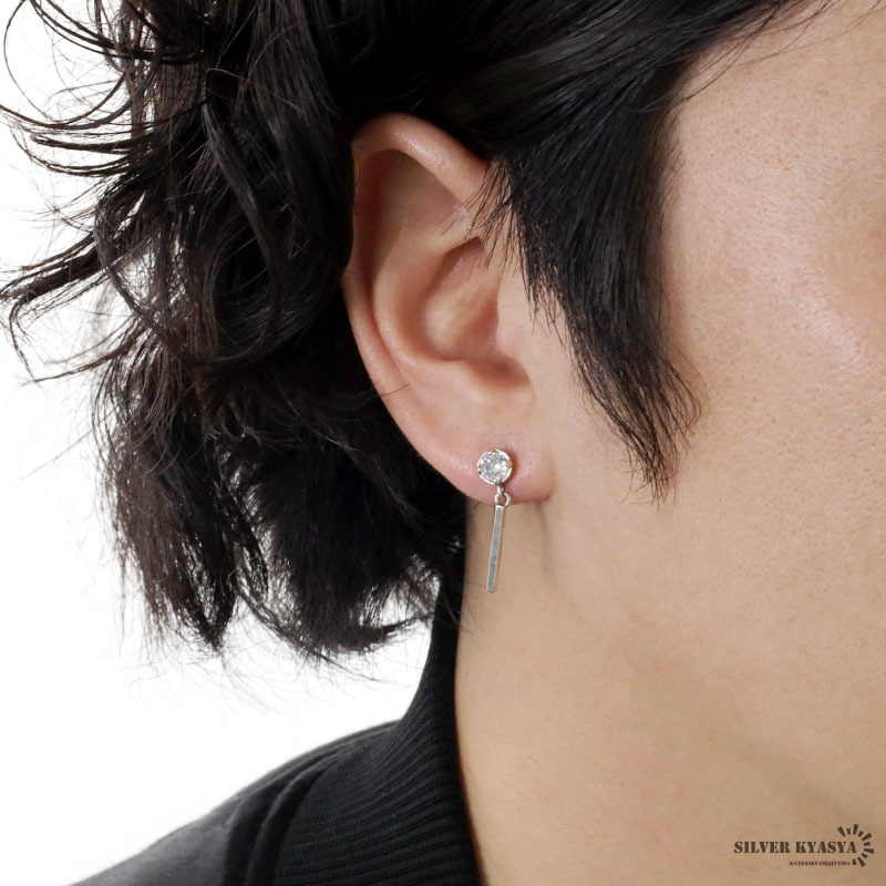 (シルバー) シルバー925 スティックピアス 18mm ピアス ドロップピアス ゴールド 18K GP 片耳用 1點(diǎn)