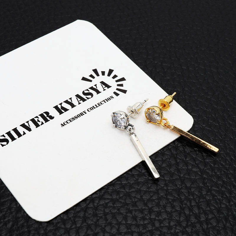 (シルバー) シルバー925 スティックピアス 18mm ピアス ドロップピアス ゴールド 18K GP 片耳用 1點(diǎn)