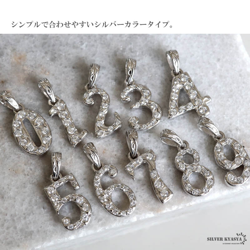 (シルバー、2) ナンバーネックレス 數(shù)字ネックレス シルバー925 K18 GP ゴールド 金屬アレルギー対応 BOX付屬