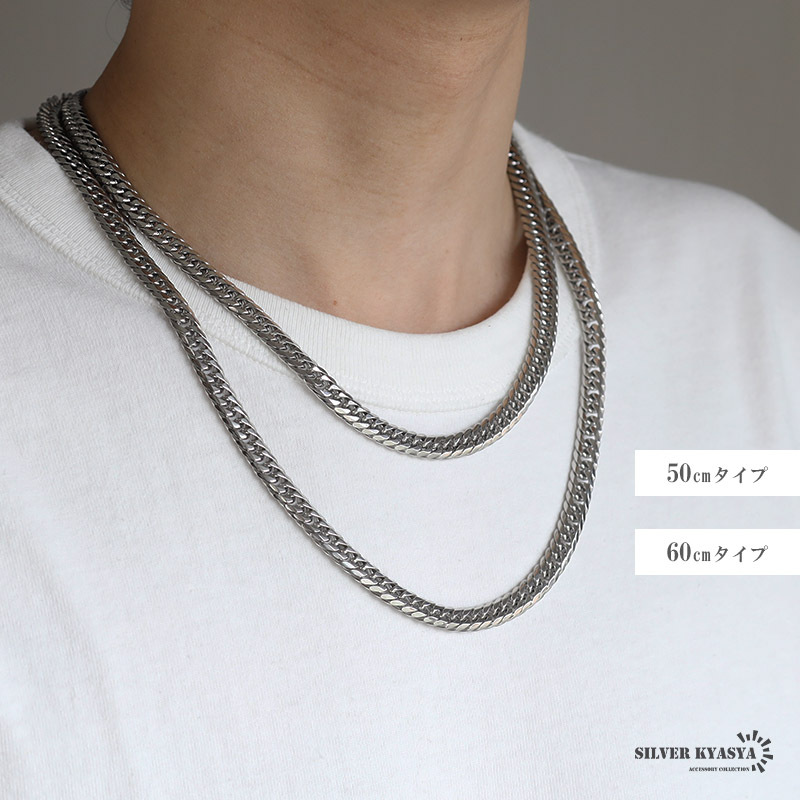 (60cm) ステンレス 曼荼羅ネックレス ダブル喜平チェーン シルバー ゴールド まんだら 仏畫 中折式 金屬アレルギー対応